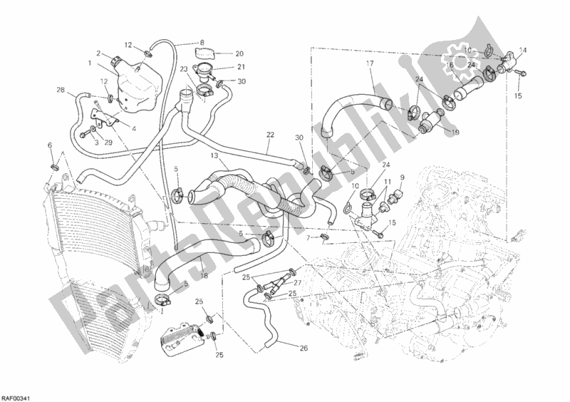 Toutes les pièces pour le Circuit De Refroidissement du Ducati Streetfighter S USA 1100 2010